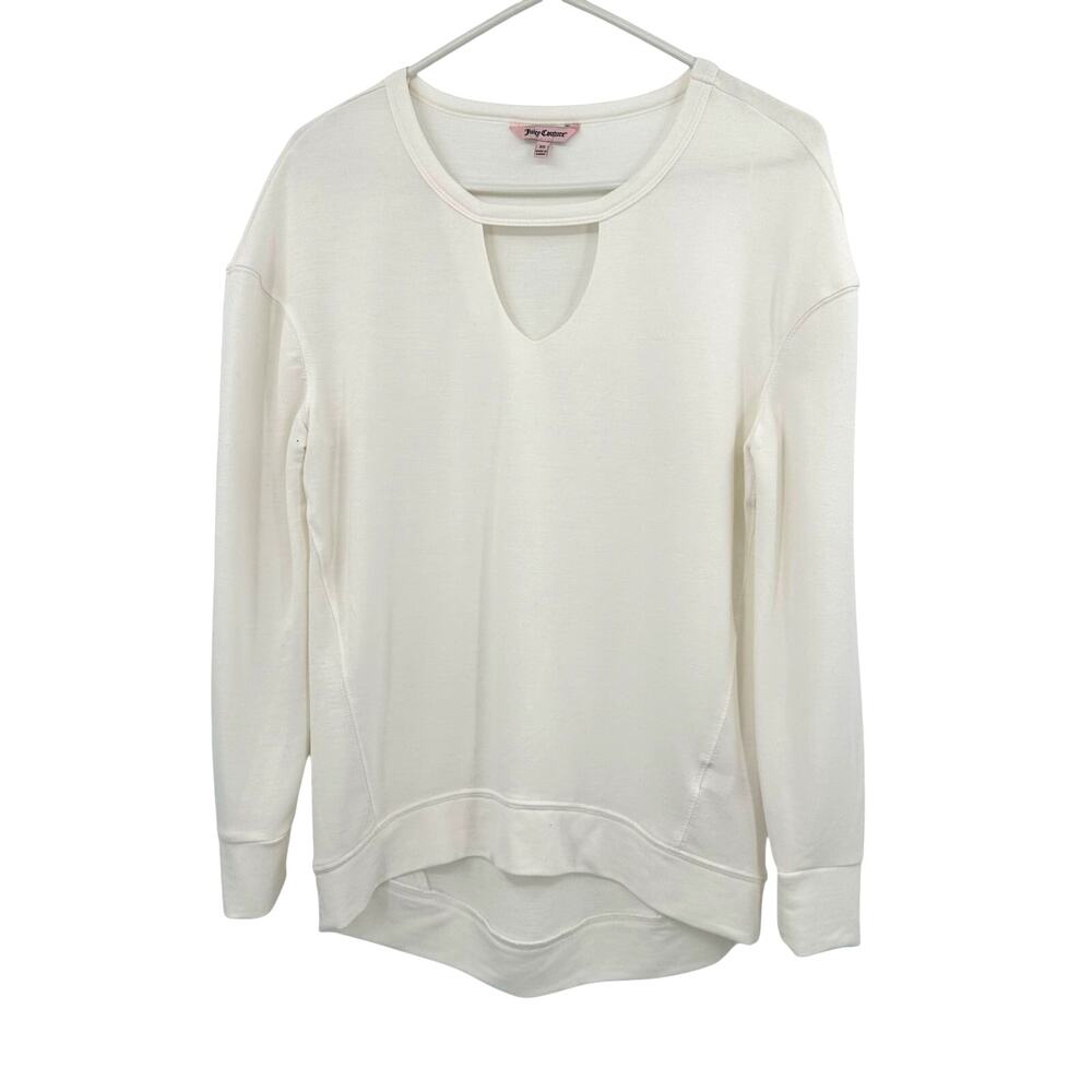 Juicy Couture Size XS Long Sleeve White Cream Blouse Top Shirt Keyhole Neck